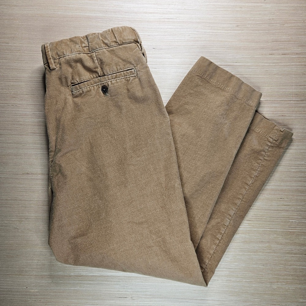 Lands End Mens Tan Corduroy Pleated Traditional Fit Pants‎ Size 38x28 Stretch